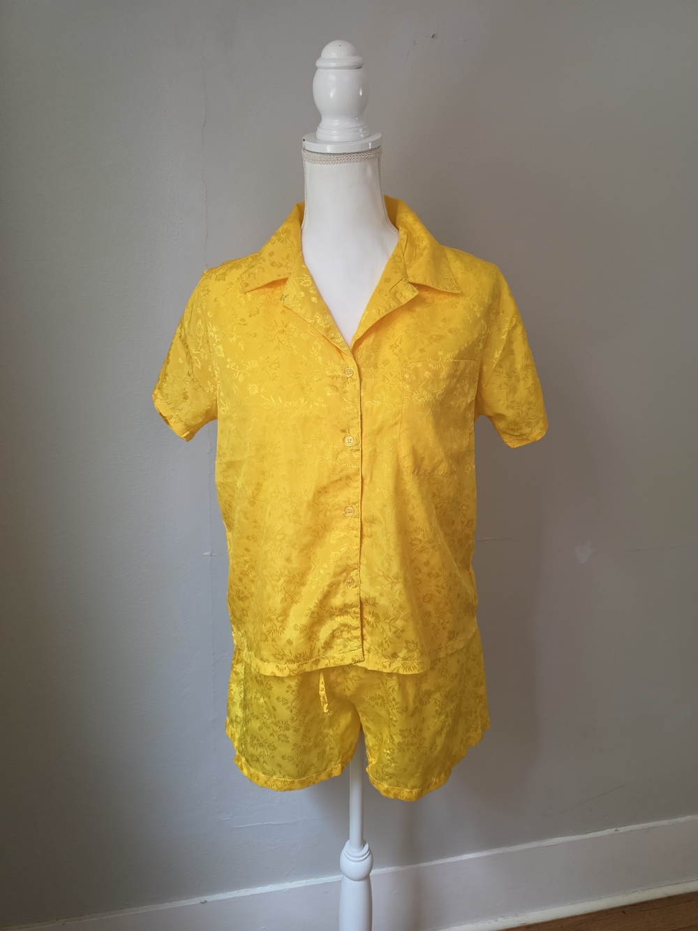 Yellow Satin Short Pajama Set